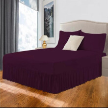 (Plum, King Valance Sheet) Plain Valance Sheet Percale Egyptian Cotton Fitted Sheets | Easy Care 16" / 40cm Extra Deep Frilled Valance Fitted Bed