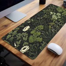 (Green, 31.4*15.7inches(80X40cm)) Creative Plant Pattern Mouse Pad, Rectangle Gaming Mouse Pad, Non-slip Rubber Base Stitched Edge Desk Keyboard Mat