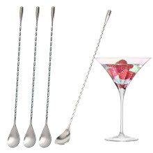 Cocktail Stirrer, Long Spoon for Bar, Mixing Spoon for Coffee, Twisted Bar Spoon for 4 Pieces