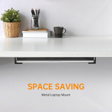 (Black, one-size) Under Desk Laptop Mount, 3 Counts/set Metal Under Desk Shelf Holder for Laptop, Adjustable Space Saving Desk