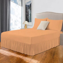 (Peach, Pillowcase Pair) Plain Valance Sheet Percale Egyptian Cotton Fitted Sheets | Easy Care 16" / 40cm Extra Deep Frilled Valance Fitted Bed