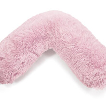(Pink Cover Only) Homes & Linen Teddy V Shaped Complete V Pillow or V Case Only For Neck Maternity Back Support Soft Warm Plush Cosy Fle