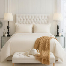 (Cream, Super King) Luxury White Bedding Set UK - 4 Piece Microfibre Duvet Cover, Fitted Sheet & Pillowcases | Hotel Quality Super Soft