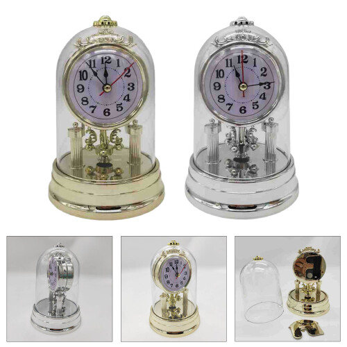 Retro Plastic Desk Clock Antique European Decorative-Silver 2