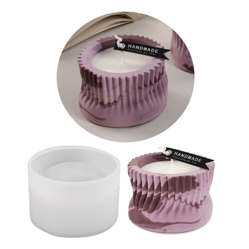 Striped Cylinder Tealight Holder Molds for-short style 2