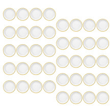 50Stk Weiße Party-Papierplatten Mit Blumenmotiv Für Festliche Anlässe
