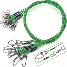 125lb Green Swivel Fishing Wire Leader with Snap Lock for Improved Performance in Any Water