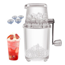 Shaved Ice Maker Mini Manual Ice Crusher with Hand Crank, Snow Cone Maker for Home Kitchen Snow Razor Transparent Suction Cup Foot Pads