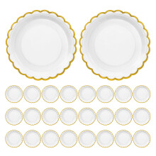 50St Decoratieve Papieren Dessertborden Wit Met Gouden Voor Feest