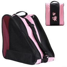 Ice Skate Carry Bag with Three Layer Design for Helmet and Protective Gear Storage (Pink)