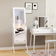 HOMCOM Freestanding Dressing Mirror 148x47cm Adjustable Angle White Frame Home
