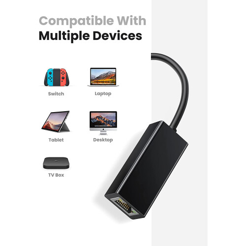 Ethernet Adapter for Gaming & Work, Supporting 10/100 Mbps Ethernet Network with Full Performance for Windows, Mac OS, Surface, Nintendo Switch, Wii, 2