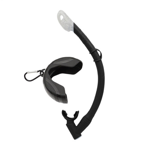 Swimming Snorkel Silicone Adjustable Strap Comfortable Mouthpiece 40cm Black