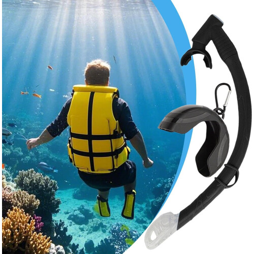 Swimming Snorkel Silicone Adjustable Strap Comfortable Mouthpiece 40cm Black 1