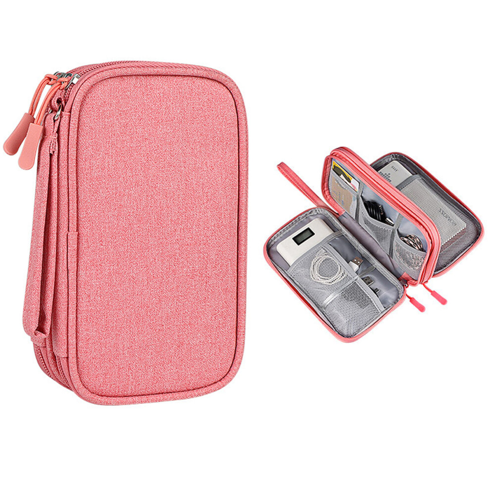 Compact Lightweight Cord Organizer, Travel Essentials Storage Case Bag, Shockproof Cord Carrying For Electronic Accessories, Pink 9486358047408