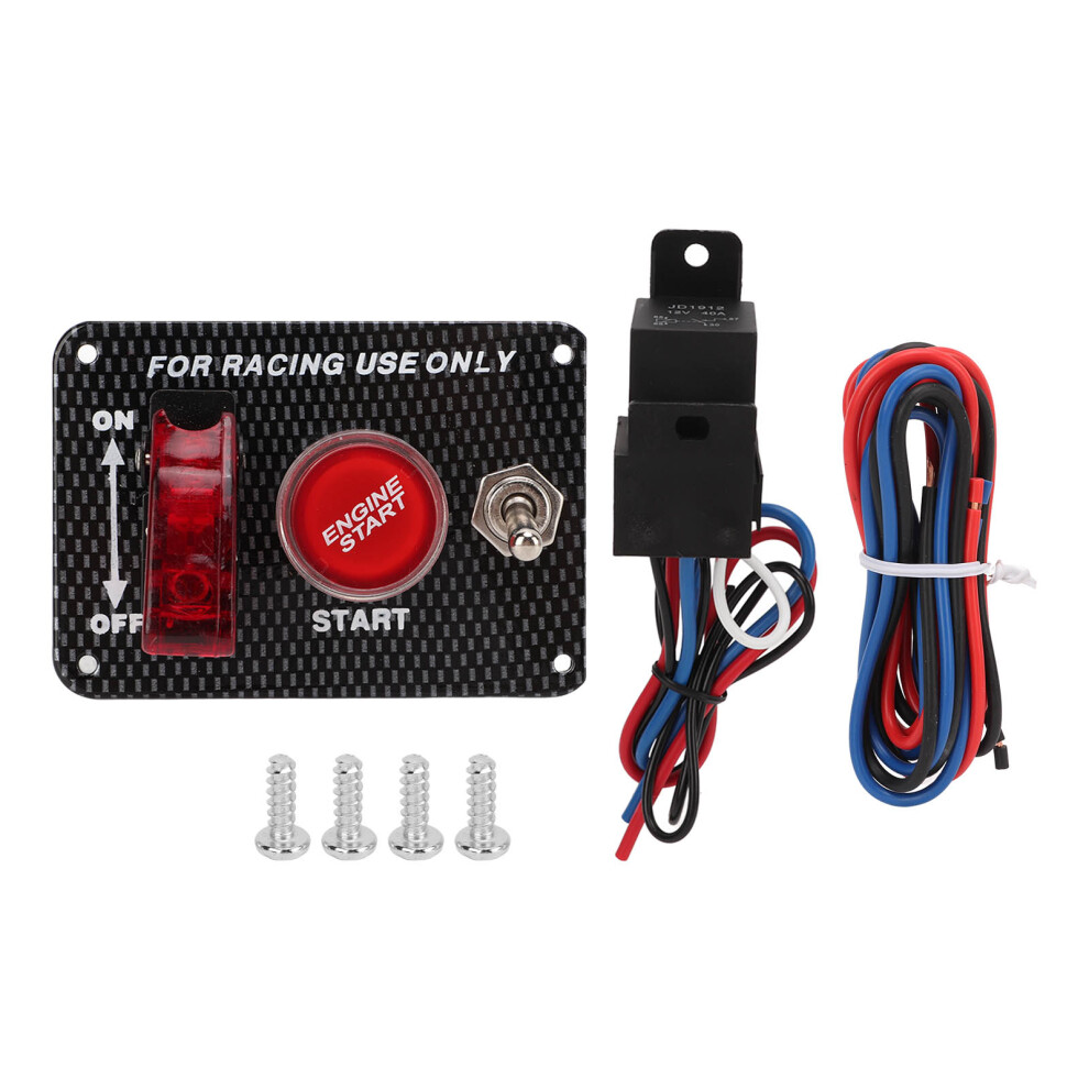Led Toggle Switch Ignition Panel 4 Racing Car, Engine Start Push Button W/ Indicator Universal Fitment Carbon Fiber Style Ignition Switch Red/Light 9139052857704