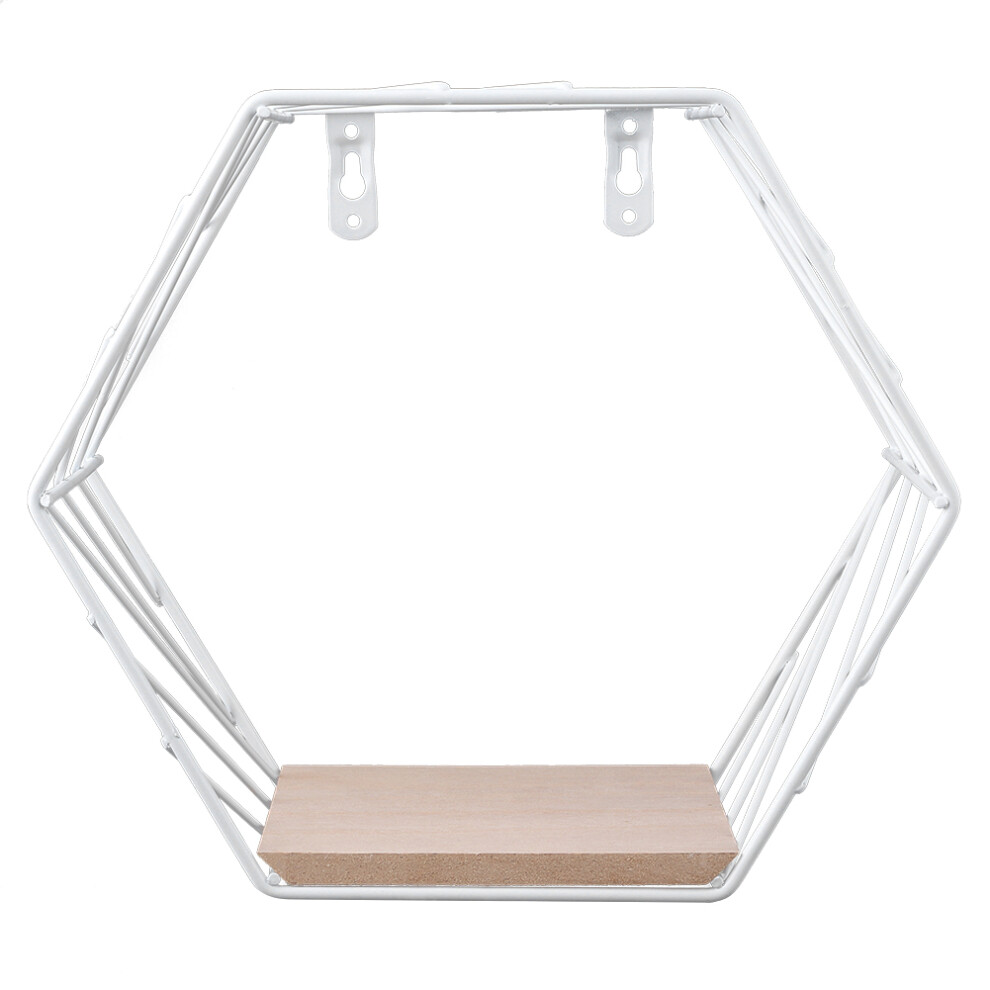 Wall Storage & Display Shelves Modern Hexagon Floating Shelf Set Farmhouse Rustic Decor Wooden Beads Garland Compatible Wall Mount Decorative Floating 9437117686789