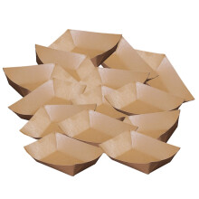 Pack of 100 Kraft Paper Food Bowls, Food Boats, Takeaway Containers, Serving Boats for Tacos, Nachos, Chips, S