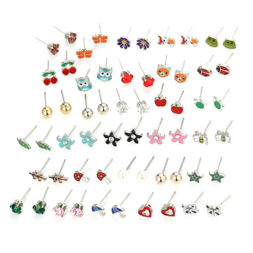 30 Paar Ohrstecker-Set, exquisite, modische, bunte 2