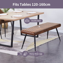 Dining Room Bench Long Seat Chair Faux Suede Brown