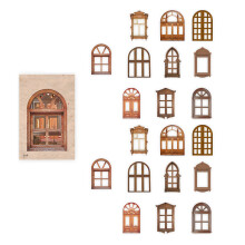 20 Blatt Vintage Hohlfenster-Tür-Materialpapier,