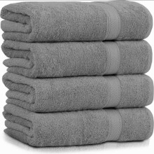 (Silver, 4 Piece) Supreme Comfort Bath Sheets - Large (70x145cm), 500 GSM,Tear-Resistant, Unisex, Soft, Highly Absorbent, Coffee Latte,