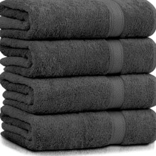 (Charcoal Grey, 4 Piece) Supreme Comfort Bath Sheets - Large (70x145cm), 500 GSM,Tear-Resistant, Unisex, Soft, Highly Absorbent, Coffee Latte,