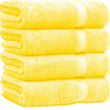 (Yellow/Lemon, 4 Piece) Supreme Comfort Bath Sheets - Large (70x145cm), 500 GSM,Tear-Resistant, Unisex, Soft, Highly Absorbent, Coffee Latte,