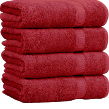 (Red, 4 Piece) Supreme Comfort Bath Sheets - Large (70x145cm), 500 GSM,Tear-Resistant, Unisex, Soft, Highly Absorbent, Coffee Latte,
