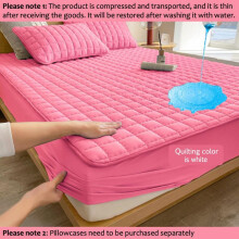 (Pink, US-Twin without Pillowcase) Solid Color Waterproof Mattress Cover, 1 Count Soft Comfortable Breathable Fitted Sheet/2 Counts Pillowcase without