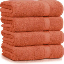 (Orange, 2 Piece) Supreme Comfort Bath Sheets - Large (70x145cm), 500 GSM,Tear-Resistant, Unisex, Soft, Highly Absorbent, Coffee Latte,