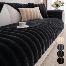 (White, 90CM*180CM -1 count) Solid Color Plush Sofa Cushion Cover, 1 Count Non-slip Soft Comfortable Sofa Mat, Fashion Couch Protector, Sofa