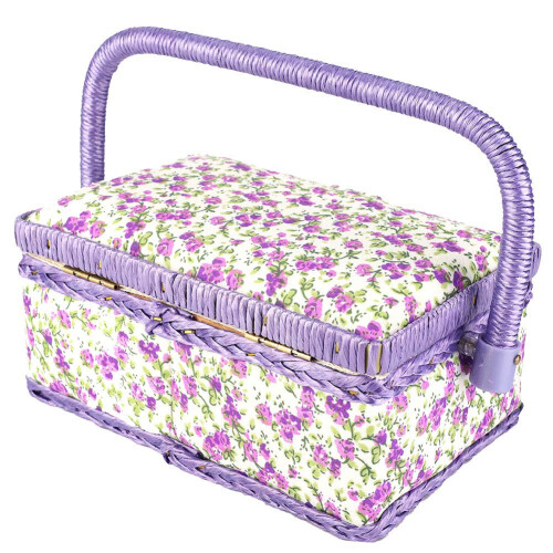 Fabric Craft Handmade Sewing Basket Thread Needle Storage Box Organiser Flower Printed