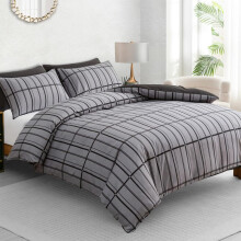 (Alston Grey Black, Double) Cheetah Print Premium Microfiber Duvet Cover Set with Pillow Covers Luxury Single Double King Size Super King Bedding