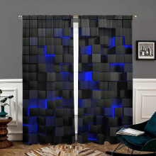 (Yellow, 30inch*65inch,2pcs) Abstract Geometric Print Curtain, 2 Counts/set Modern Home Decorative Curtain, Privacy Curtain for Home Living Room