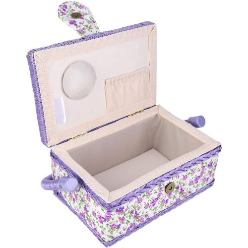 Fabric Craft Handmade Sewing Basket Thread Needle Storage Box Organiser Flower Printed 1