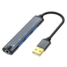 Externe Soundkarte, USB-Hub, 480 Mbit/s, mit 3 USB