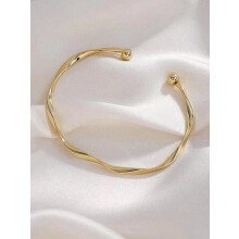 (Golden, one-size) Fashion Simple Twist Design Cuff Bangle Bracelet, Creative Alloy Accessories for Women, Daily Commuting Versatile