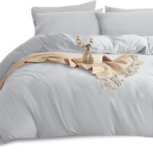 (Silver, Super King (260x220cm)) Luxurious Egyptian Duvet Cover Set - 4 Piece Complete Set - Includes 1 Duvet Cover- 2 Pillowcases & 1 Fitted Sheet,