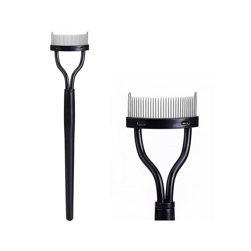 (Signal Black, one-size*5) Portable Eyelash Comb, Foldable Semi-arc Steel Needle Eyelash Comb for Curl Lashes, Beauty Makeup Tool for Women