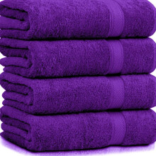 (Purple, 4 Piece) Supreme Comfort Bath Sheets - Large (70x145cm), 500 GSM,Tear-Resistant, Unisex, Soft, Highly Absorbent, Coffee Latte,