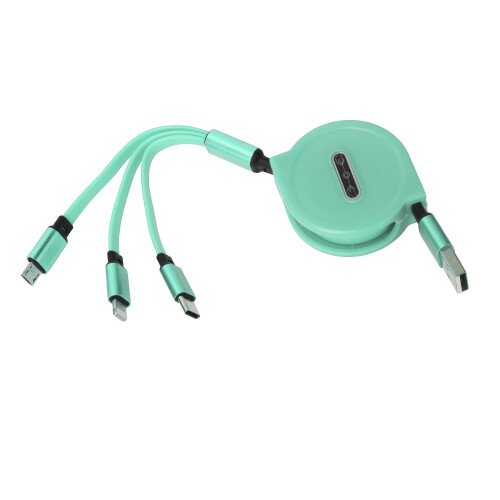 3-in-1-Multi-Ladekabel mit Einzug, 3 A, mit Typ 1
