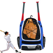 Baseball and Softball Equipment Bag Large Bat Backpack for Teens and Adults Blue