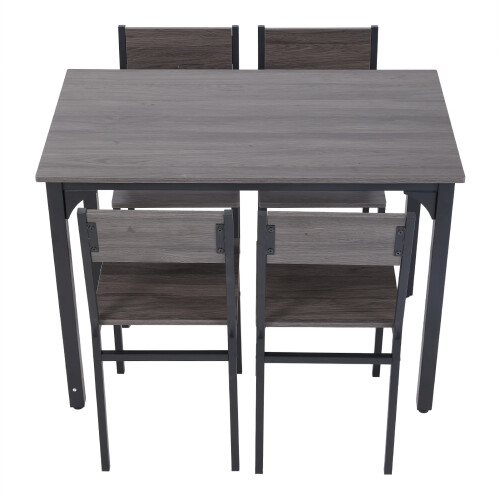 Living And Home 5-Piece Dining Table and Chairs Set, Grey 1