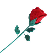 Gebreide roos potplant bloemdecors speelse aanraking gaat-Rood