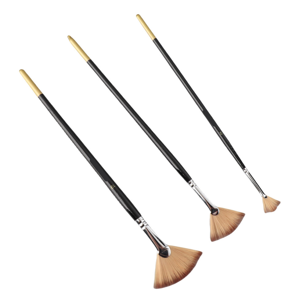 3-teiliges FÃ¤cherpinsel-Set, langer Griff, weiche