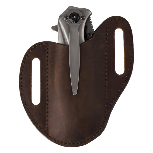 EDC Outdoor Belt Holster Leather Folding Knife Multi Tool Pouch with Belt Loop