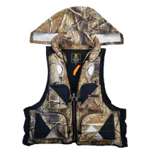 Life jacket for surfing, sea fishing, with detachable hat, zipper, whistle, water wading sportswear for rock fishing (F, XL) XL F
