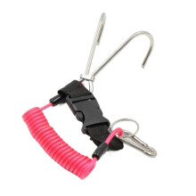 HobbyLane Stainless Steel Diving Drift Hook Spiral Coil Lanyard Diver Photography Accessories River Hook Safety Rope(Pink) Pink