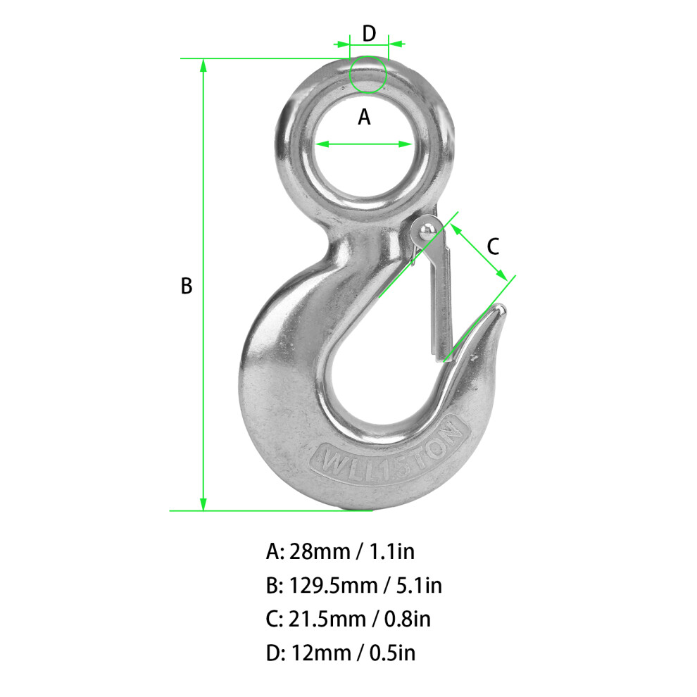 2 Stã¼Cke 1,5 Tonnen Auge Slip Haken Mit Sicherheit 8141948308000
